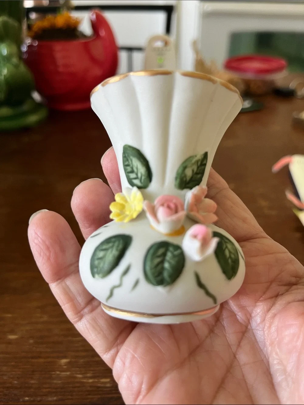 Vintage Decorative Bisque Porcelain Bud Vase